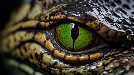 crocodile eye, macro photography - obrazy, fototapety, plakaty