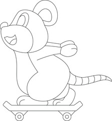 Mouse Skater Skateboard Sports Animal Vector Graphic Art Illustration