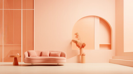 Simplicity meets warmth in a Peach Fuzz-colored interior