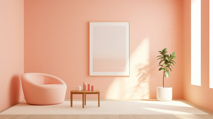 Fototapeta na wymiar Peaceful Peach Fuzz interior, minimalist elegance