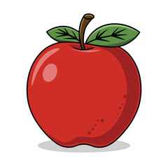 red apple isolated on white, red-apple with leaf, apple illustration, vector illustration, fruit illustration, EPS vector, red apple illustration