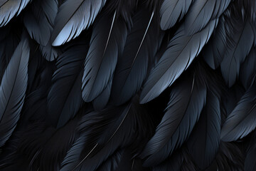Obraz premium Black feathers texture background close-up