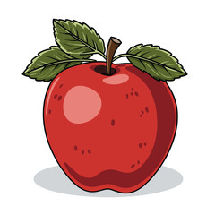 red-apple with leaf, apple illustration, vector illustration, fruit illustration, EPS vector, red apple illustration