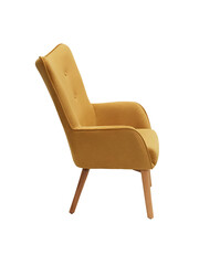 modern furniture, interior, home design in minimal style. orange fabric armchair
