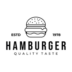 hamburger logo icon illustration design, fast food line art