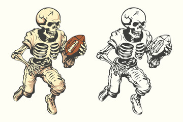 Skeleton playing American football Vector
