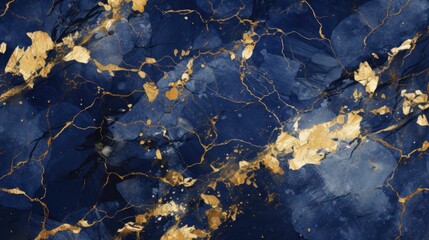 Texture of blue and gold marble illustration pattern