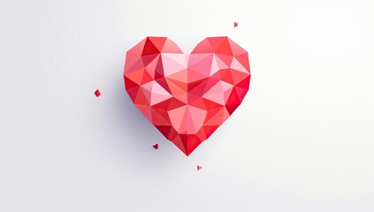 An abstract 3D-style geometric heart on a white background with red accents. Valentine day