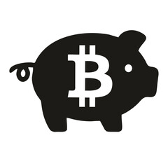 Bitcoin piggy bank crypto currency symbol logo button