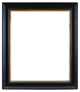 Lacquered picture frame in black made of wood in PNG format on a transparent background.