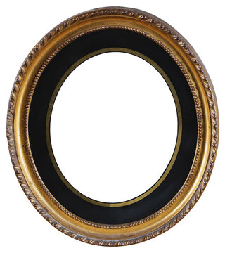 Antique oval picture frame on a transparent background, in PNG format.
