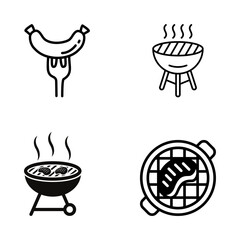 Icon set BBQ Roast. Grill place 