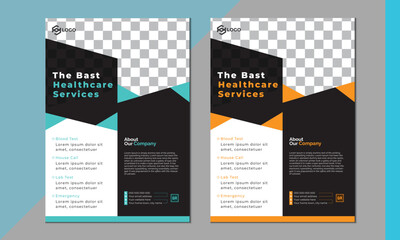 Medical Flyer Design Template , Two Color, Vector Template,