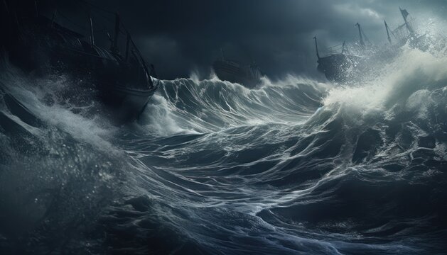 A Painting of a Ship in a Stormy Sea © Anna