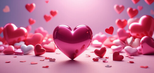 valentine's day background with perfect heart, horizontal banner