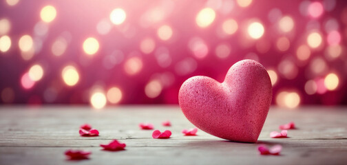 valentine's day background with perfect heart, horizontal banner