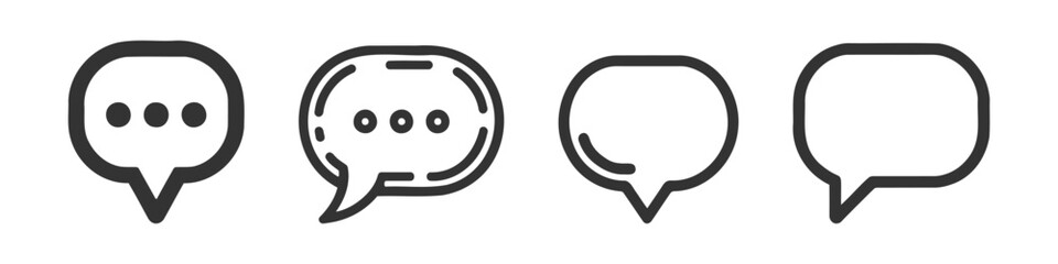 Speech bubble thin line icon set. Vector icon pack, collection