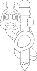 Caterpillar Pupil Pencil School Animal Vector Graphic Art Illustration