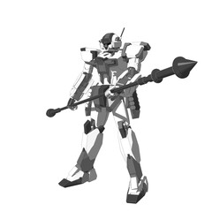 Spartan Engineering Stryker Defender Class Mobile Suit Design with Steel Polearm