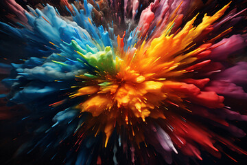 Fototapeta premium multicolored powder explosion on black background