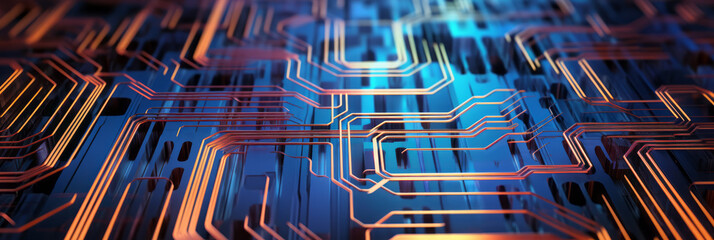 semiconductor chips and circuit boards. Cutting-edge technology for computer CPUs and IC chips. Panorama for banner. A concept suitable for innovative semiconductor-related technologies.