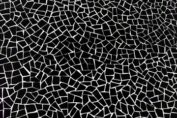 Geometric shape background. Black mosaic pieces background. Ceramic decoration texture. Puzzle look...