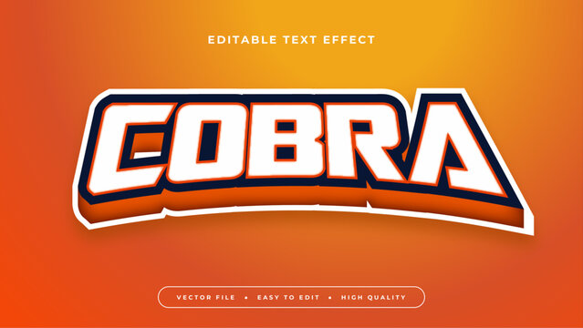 Orange black and white cobra 3d editable text effect - font style
