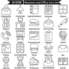 Business And Office Line Icon Set - obrazy, fototapety, plakaty
