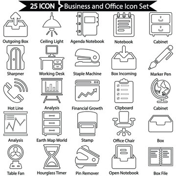 Business And Office Line Icon Set