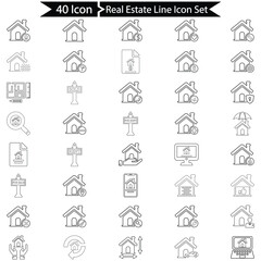 Real Estate Line Icon Set