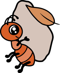 Autumn season ant working . Fall environment with golden leaves