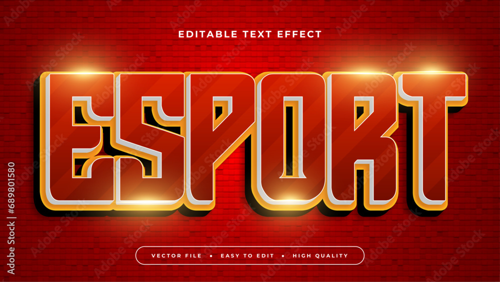 Poster Red and orange esport 3d editable text effect - font style