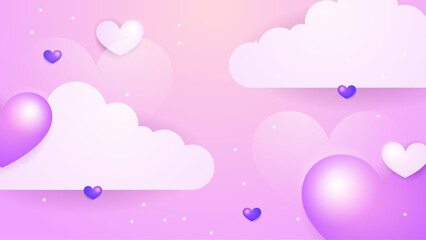 Happy valentine day with creative love composition of the hearts. Vector illustration Purple violet vector love background with decorate heart