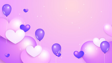 Happy valentine day with creative love composition of the hearts. Vector illustration Purple violet vector background realistic love heart element