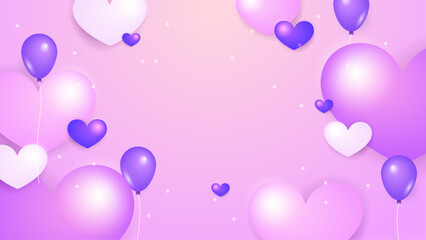 Fototapeta premium Happy valentine day with creative love composition of the hearts. Vector illustration COLOR vector realistic modern love background with heart element