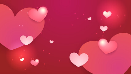 Happy valentine day with creative love composition of the hearts. Vector illustration Red and pink vector happy love background with 3d hearts