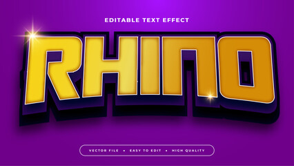 Blue yellow and purple violet rhino 3d editable text effect - font style