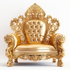 A golden chair on a white background.