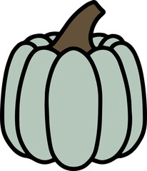Green pumpkin illustration, simple line art
