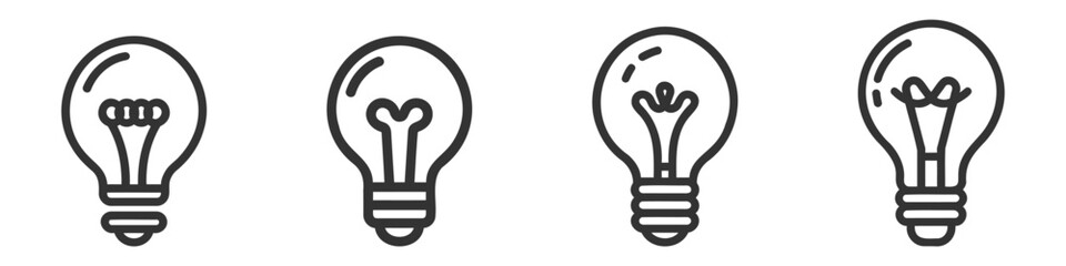 Light Bulb line icon set, pack, collection. Vector, isolated on white background.