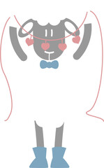 happy valentine's day with sheep holding hear, love concept, flat png transparent element character design