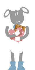 happy valentine's day with sheep holding heart chocolate, love concept, flat png transparent element character design