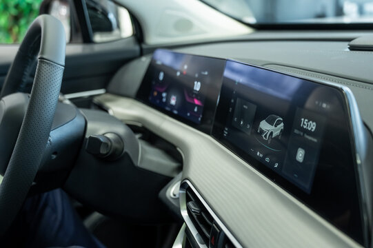 Electronic control panel of a modern car. 