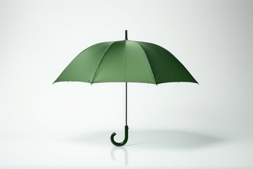 Opened green umbrella isolated on white background