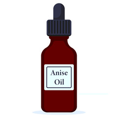 Dark bottle of anise oil vector illustration isolated on white background.