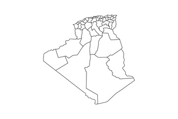 Vector Algeria map outline with white background