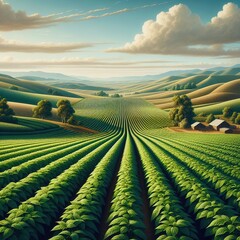 Fototapeta premium Harmony of the Fields: A Rural Tapestry