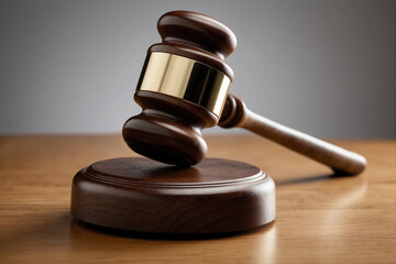 Obraz premium Judge's gavel on a stand: symbol of fair justice.