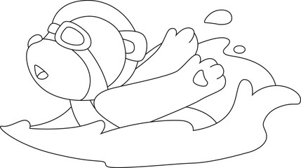 Bear Swimming Swimming goggles Animal Vector Graphic Art Illustration
