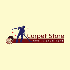 carpet store and carpet cleaning services logo design vector